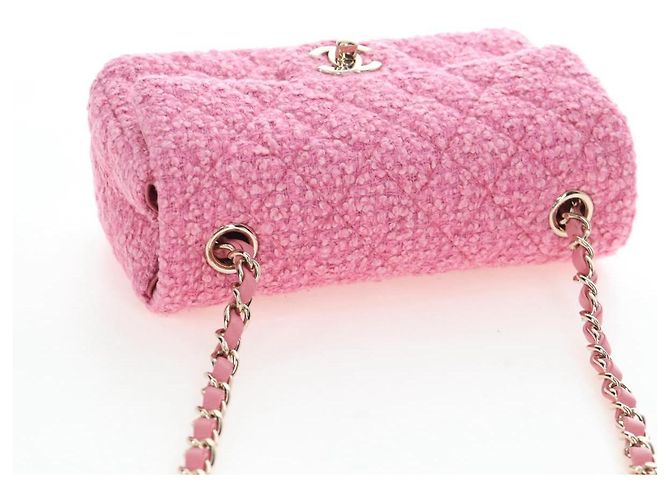 Borsa a tracolla CHANEL Chain Matelasse 20 Tweed Pink Gold CC Auth BA15644SM Rosa D'oro - vista 6