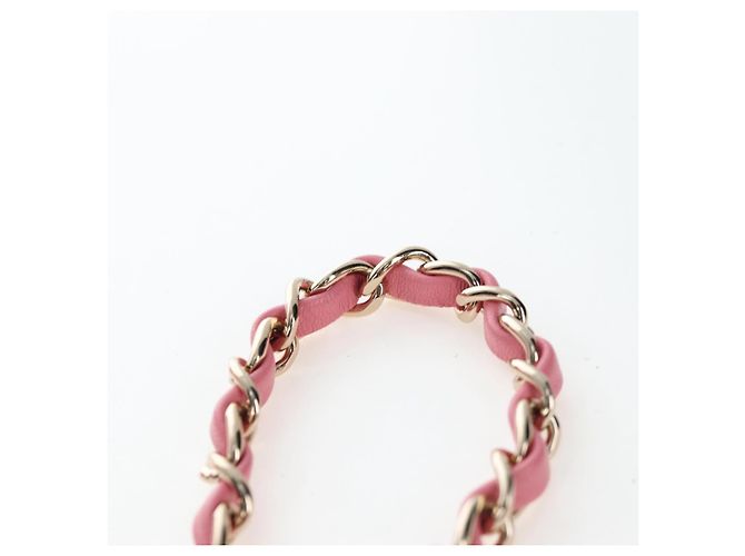 Borsa a tracolla CHANEL Chain Matelasse 20 Tweed Pink Gold CC Auth BA15644SM Rosa D'oro - vista 8