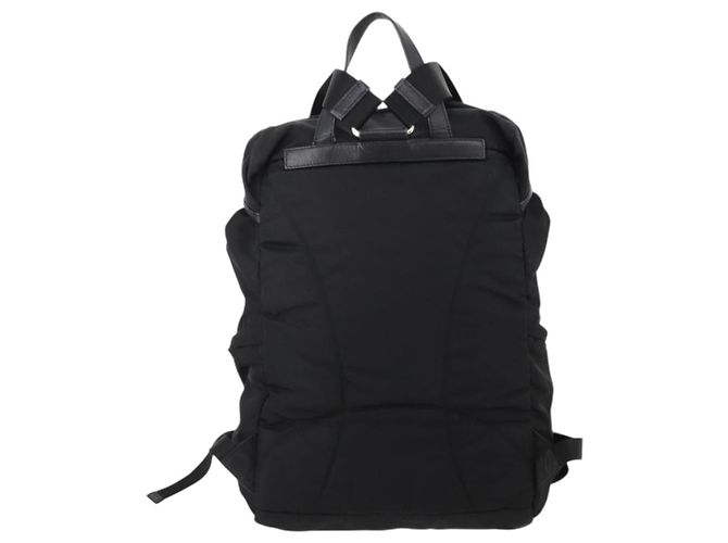 Mochila PRADA Nylon Black Silver Auth 197634 Negro Plata - vista 2