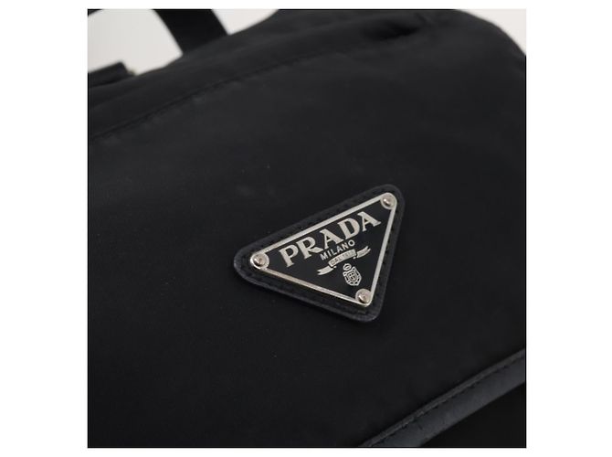 Mochila PRADA Nylon Black Silver Auth 197634 Negro Plata - vista 21