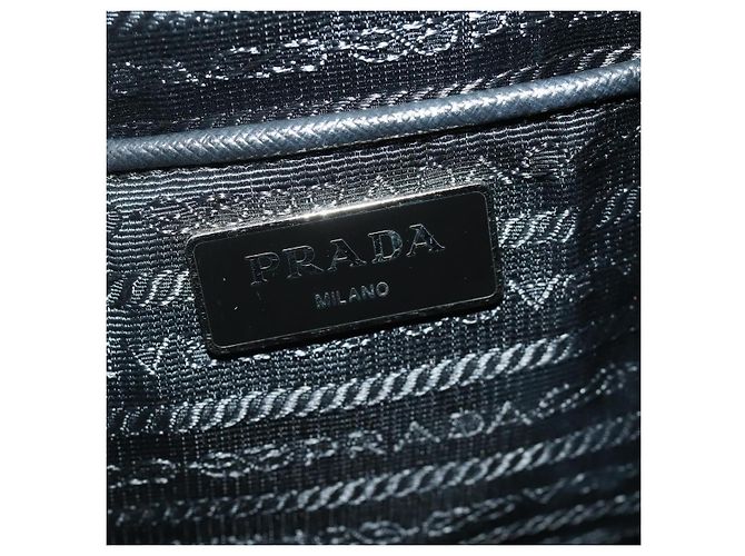 Mochila PRADA Nylon Black Silver Auth 197634 Negro Plata - vista 26