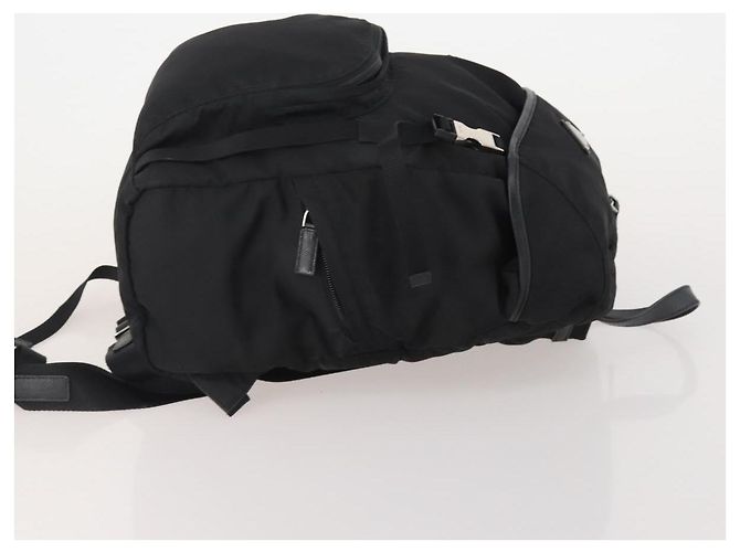 Mochila PRADA Nylon Black Silver Auth 197634 Negro Plata - vista 3