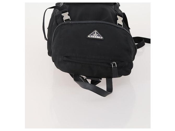 Mochila PRADA Nylon Black Silver Auth 197634 Negro Plata - vista 6