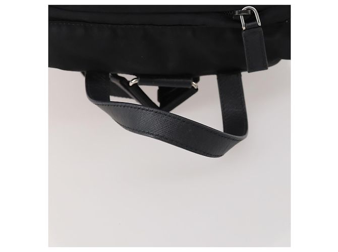 Mochila PRADA Nylon Black Silver Auth 197634 Negro Plata - vista 7