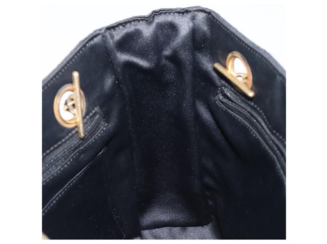 Borsa a tracolla CHANEL Matelasse con catena in raso nero con CC dorato Auth 200529V D'oro - vista 21