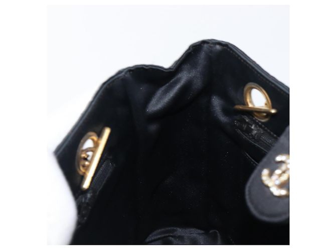 Borsa a tracolla CHANEL Matelasse con catena in raso nero con CC dorato Auth 200529V D'oro - vista 22