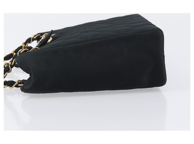 Borsa a tracolla CHANEL Matelasse con catena in raso nero con CC dorato Auth 200529V D'oro - vista 4