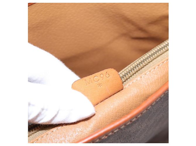 Céline Borsa Tote CELINE Macadam Canvas PVC Pelle Brown Gold Auth 203435A Marrone D'oro - vista 12