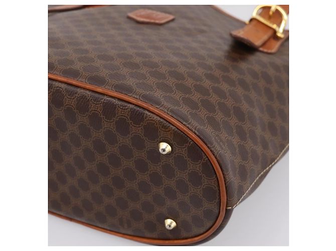 Céline Borsa Tote CELINE Macadam Canvas PVC Pelle Brown Gold Auth 203435A Marrone D'oro - vista 14