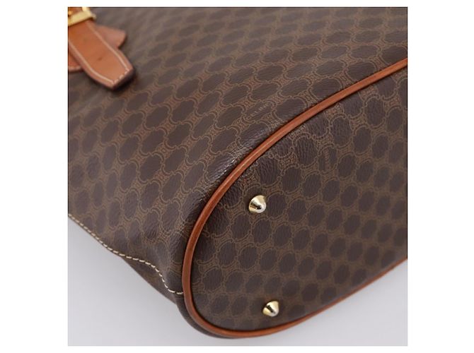 Céline Borsa Tote CELINE Macadam Canvas PVC Pelle Brown Gold Auth 203435A Marrone D'oro - vista 15
