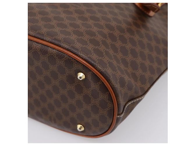 Céline Borsa Tote CELINE Macadam Canvas PVC Pelle Brown Gold Auth 203435A Marrone D'oro - vista 16