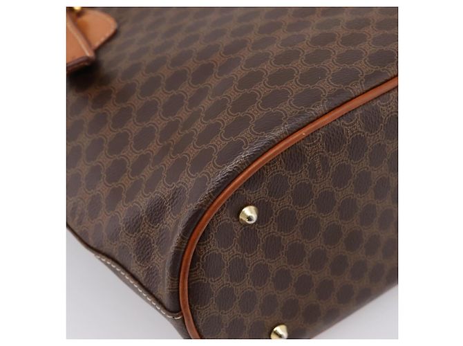 Céline Borsa Tote CELINE Macadam Canvas PVC Pelle Brown Gold Auth 203435A Marrone D'oro - vista 17