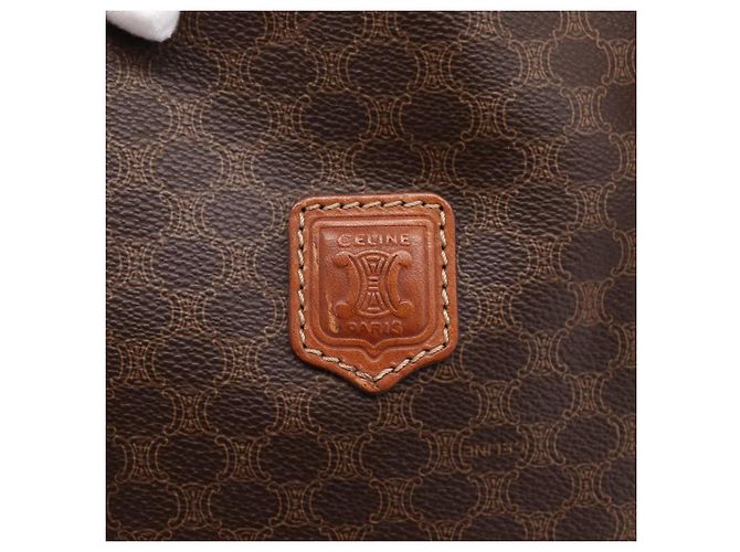 Céline Borsa Tote CELINE Macadam Canvas PVC Pelle Brown Gold Auth 203435A Marrone D'oro - vista 18