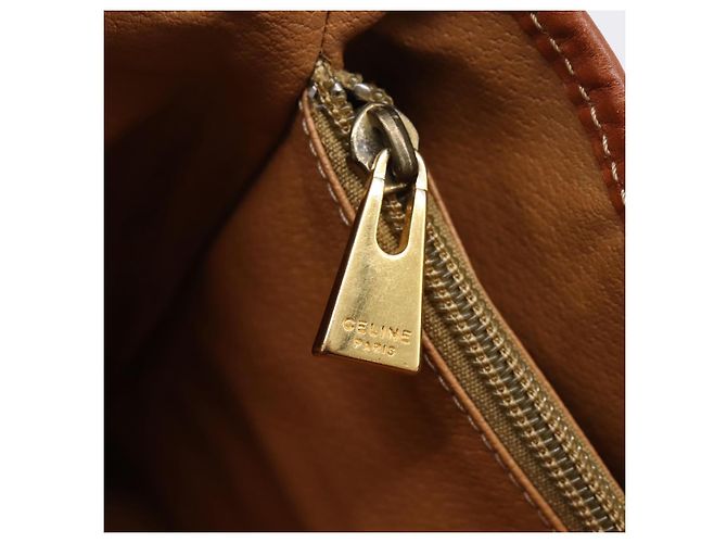 Céline Borsa Tote CELINE Macadam Canvas PVC Pelle Brown Gold Auth 203435A Marrone D'oro - vista 22