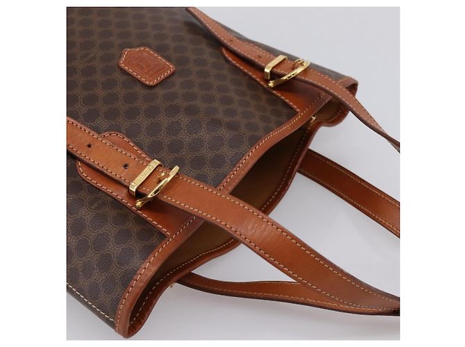 Céline Borsa Tote CELINE Macadam Canvas PVC Pelle Brown Gold Auth 203435A Marrone D'oro - vista 6