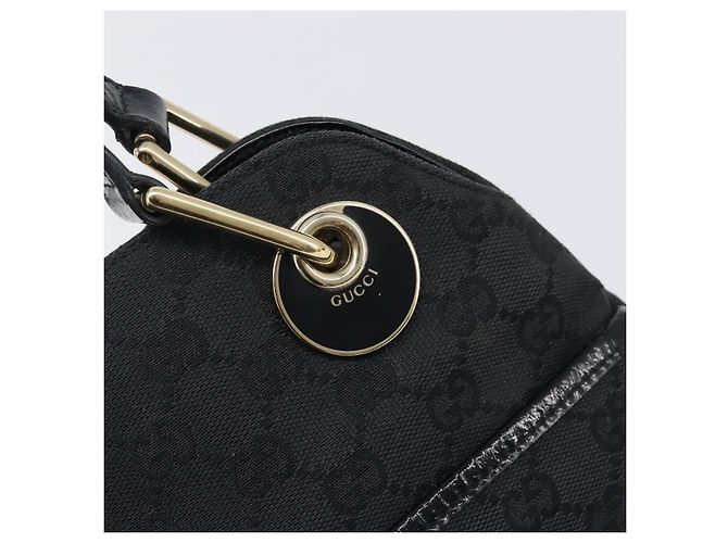 Borsa Tote GUCCI GG Canvas Nero e Oro 121023 Auth 202293A - vista 10