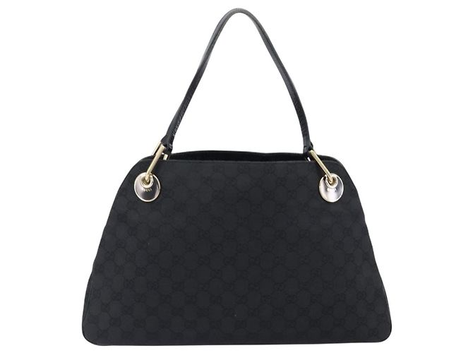 Borsa Tote GUCCI GG Canvas Nero e Oro 121023 Auth 202293A - vista 2