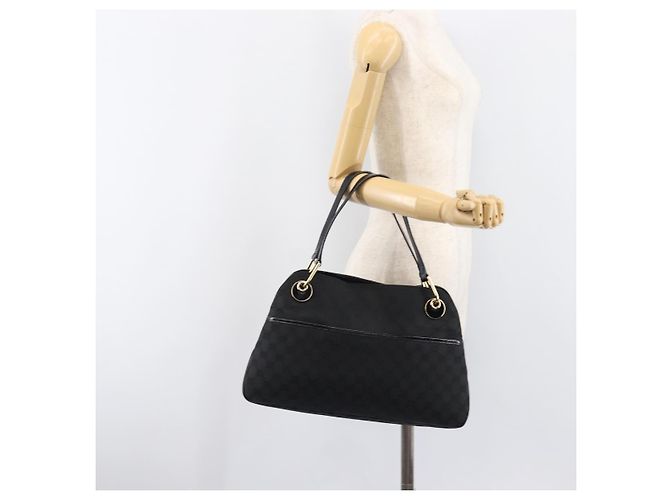 Borsa Tote GUCCI GG Canvas Nero e Oro 121023 Auth 202293A - vista 23