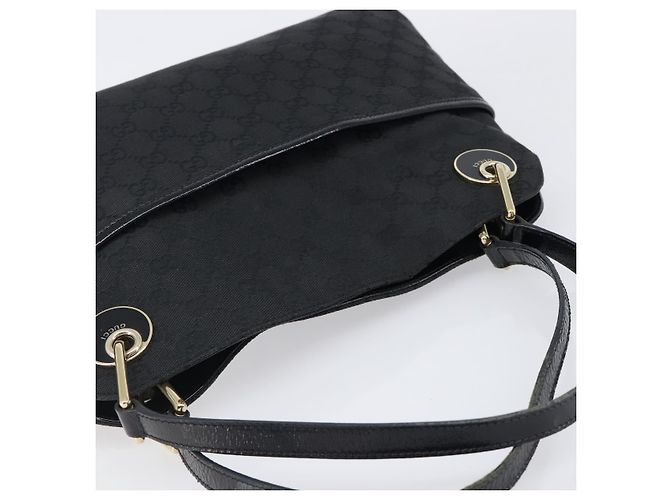 Borsa Tote GUCCI GG Canvas Nero e Oro 121023 Auth 202293A - vista 6