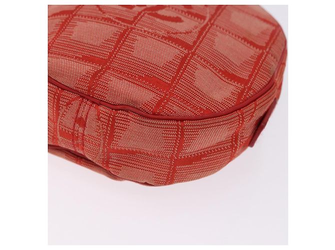 CHANEL New Travel Line Pouch Canvas Red Silver CC Auth 202970 Argento Rosso - vista 15