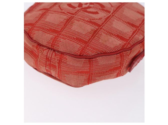 CHANEL New Travel Line Pouch Canvas Red Silver CC Auth 202970 Argento Rosso - vista 17