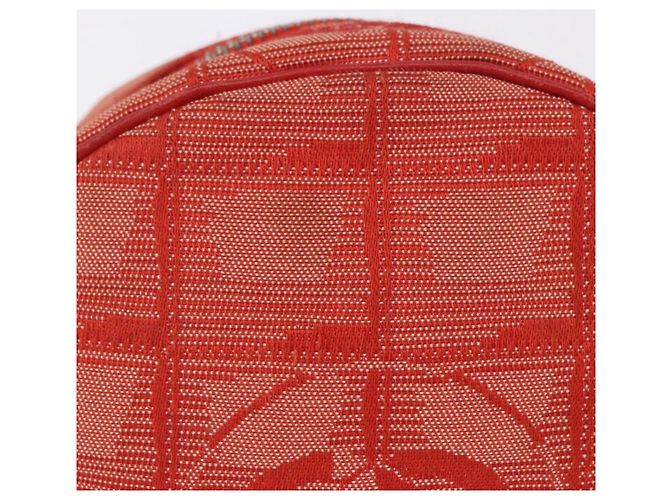 CHANEL New Travel Line Pouch Canvas Red Silver CC Auth 202970 Argento Rosso - vista 2