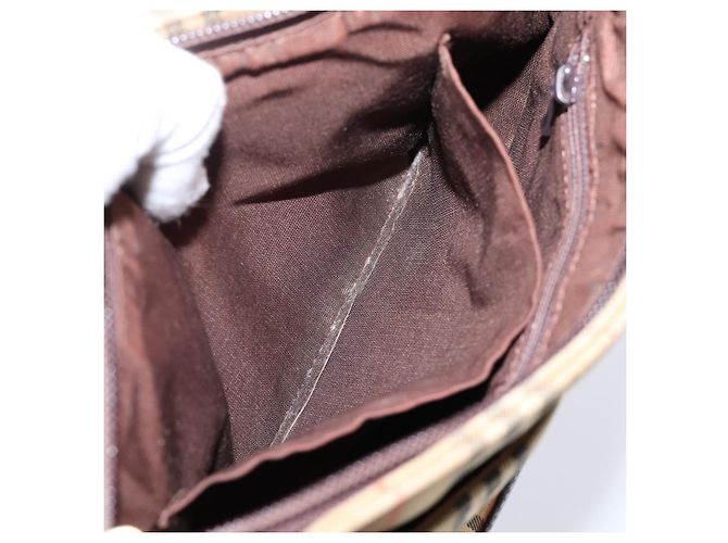 Borsa a mano BURBERRY Nova Check Canvas Beige Gold Auth 202661 D'oro - vista 12