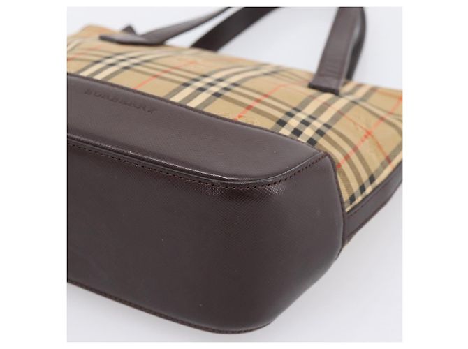 Borsa a mano BURBERRY Nova Check Canvas Beige Gold Auth 202661 D'oro - vista 14