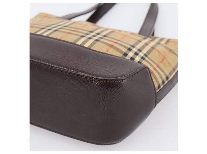 Borsa a mano BURBERRY Nova Check Canvas Beige Gold Auth 202661 D'oro - vista 16