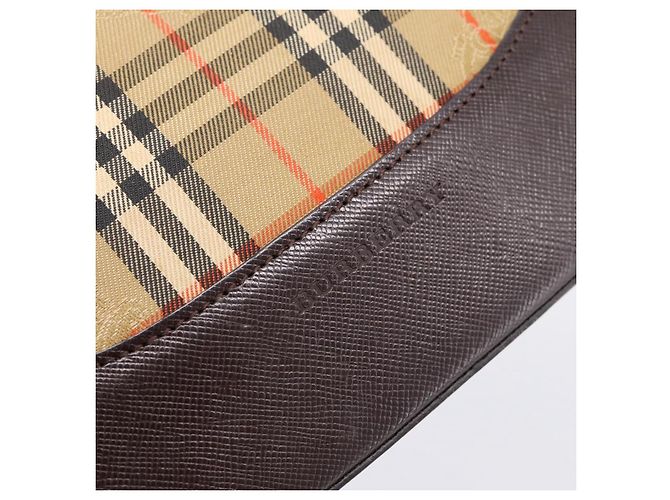 Borsa a mano BURBERRY Nova Check Canvas Beige Gold Auth 202661 D'oro - vista 17
