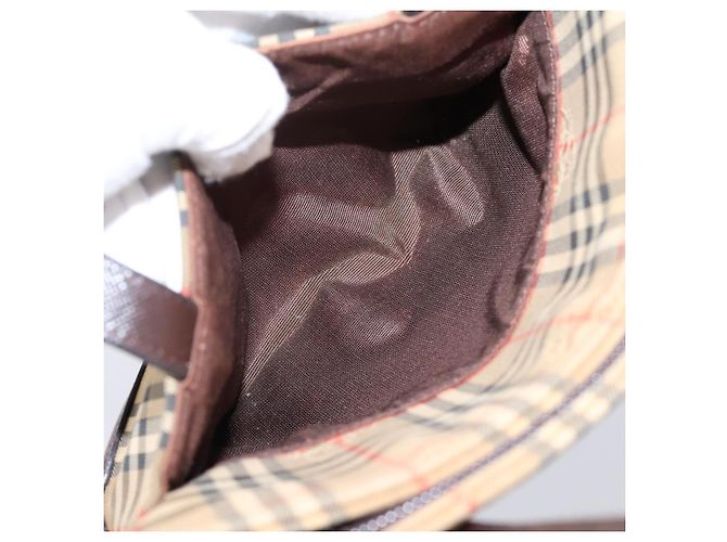 Borsa a mano BURBERRY Nova Check Canvas Beige Gold Auth 202661 D'oro - vista 22