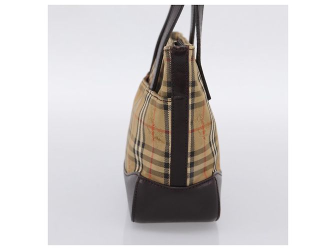 Borsa a mano BURBERRY Nova Check Canvas Beige Gold Auth 202661 D'oro - vista 3