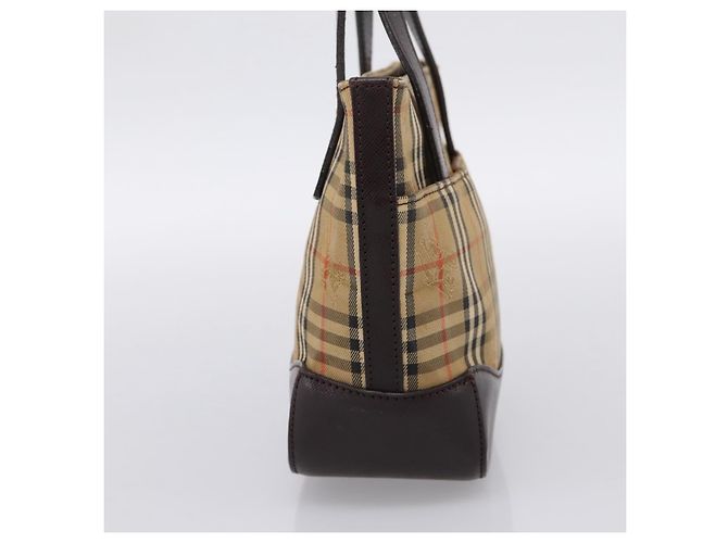 Borsa a mano BURBERRY Nova Check Canvas Beige Gold Auth 202661 D'oro - vista 4