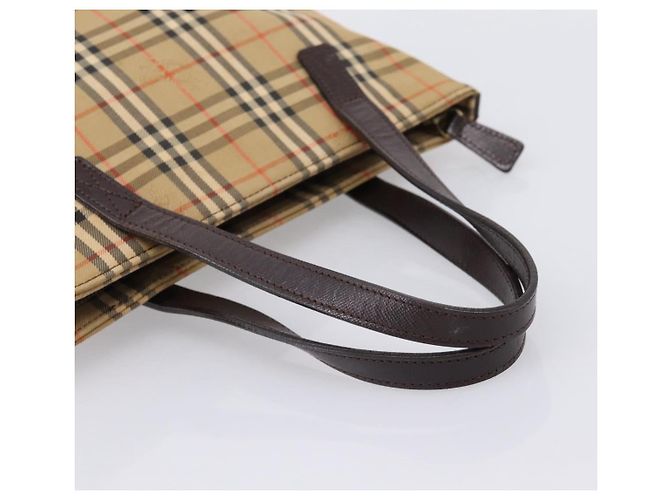 Borsa a mano BURBERRY Nova Check Canvas Beige Gold Auth 202661 D'oro - vista 7