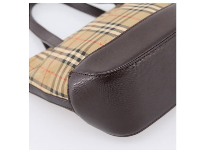 Borsa a mano BURBERRY Nova Check Canvas Beige Gold Auth 202661 D'oro - vista 9