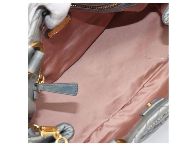 Borsa Miu Miu Vitellolux in pelle 2way Grigio Tono Oro Auth 202588V Marrone - vista 11
