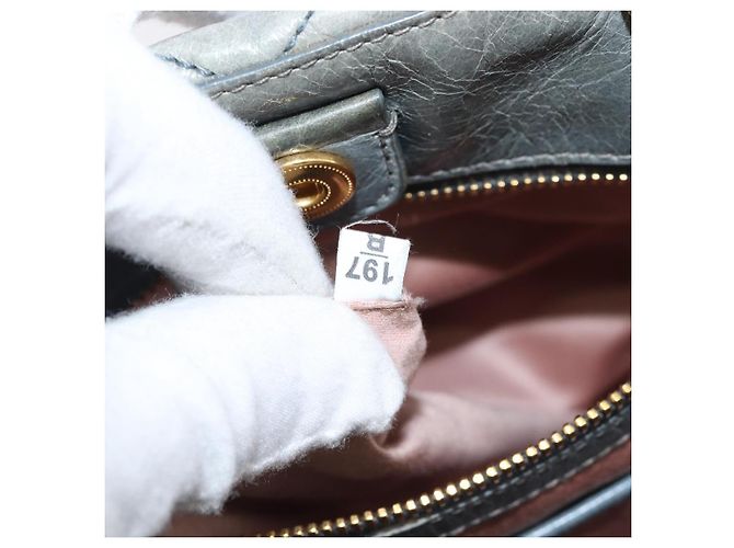 Borsa Miu Miu Vitellolux in pelle 2way Grigio Tono Oro Auth 202588V Marrone - vista 12