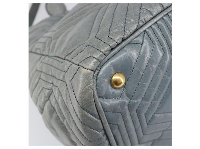 Borsa Miu Miu Vitellolux in pelle 2way Grigio Tono Oro Auth 202588V Marrone - vista 17