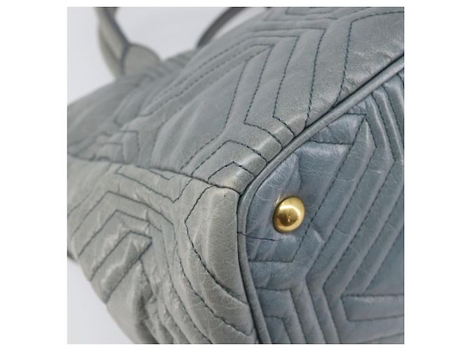 Borsa Miu Miu Vitellolux in pelle 2way Grigio Tono Oro Auth 202588V Marrone - vista 19