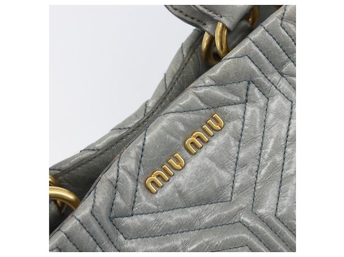 Borsa Miu Miu Vitellolux in pelle 2way Grigio Tono Oro Auth 202588V Marrone - vista 20