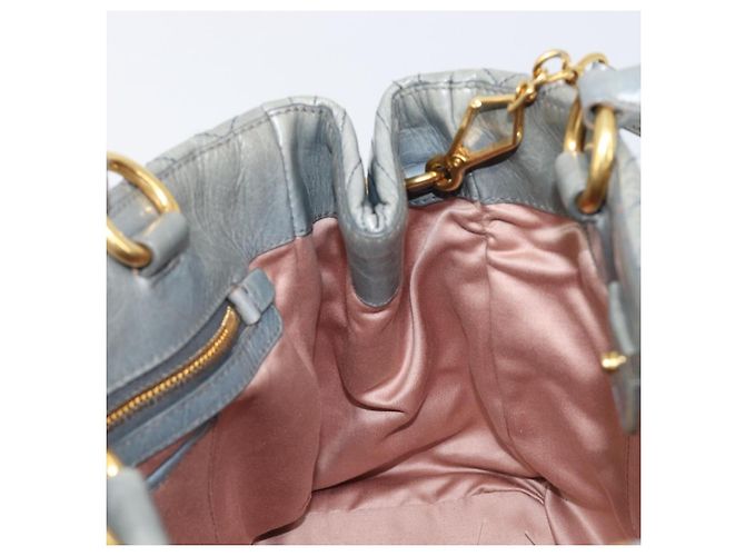 Borsa Miu Miu Vitellolux in pelle 2way Grigio Tono Oro Auth 202588V Marrone - vista 22