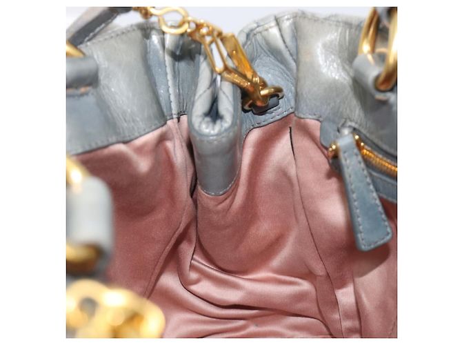 Borsa Miu Miu Vitellolux in pelle 2way Grigio Tono Oro Auth 202588V Marrone - vista 23