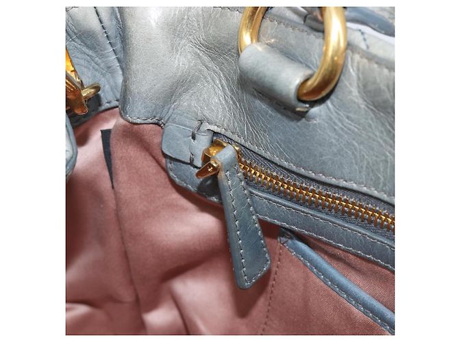 Borsa Miu Miu Vitellolux in pelle 2way Grigio Tono Oro Auth 202588V Marrone - vista 24