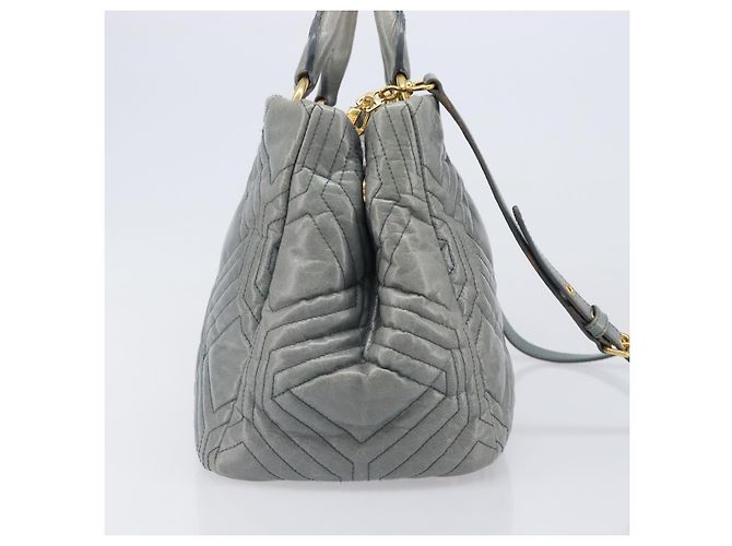 Borsa Miu Miu Vitellolux in pelle 2way Grigio Tono Oro Auth 202588V Marrone - vista 4