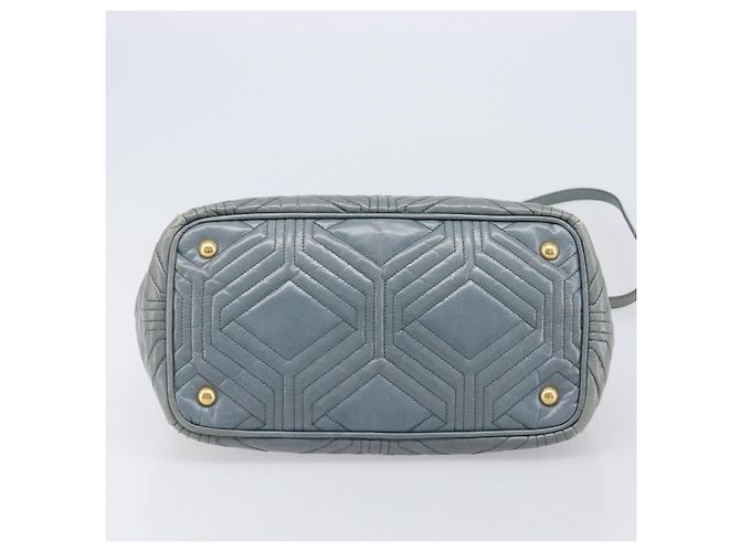 Borsa Miu Miu Vitellolux in pelle 2way Grigio Tono Oro Auth 202588V Marrone - vista 5