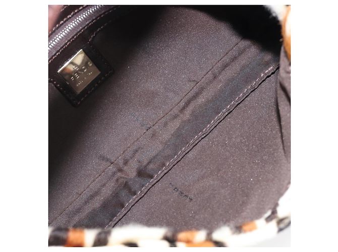 Borsa a tracolla FENDI Mamma Baguette in pelle Harako Beige Silver Auth 202898SAM Argento - vista 10