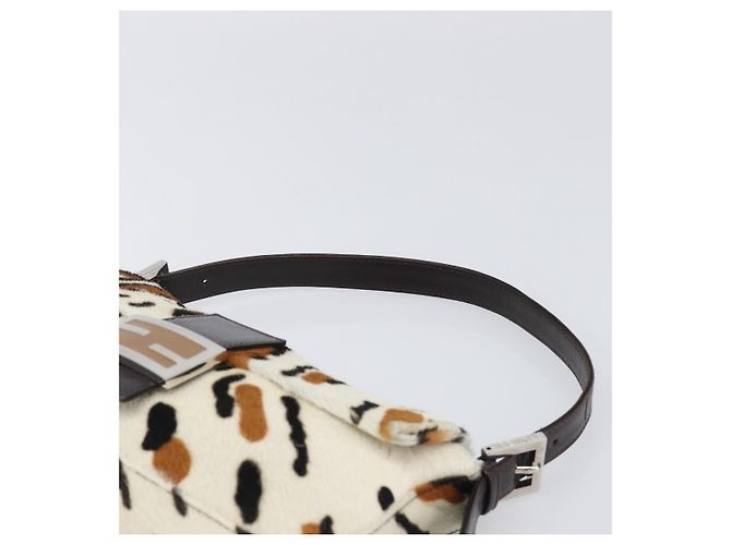 Borsa a tracolla FENDI Mamma Baguette in pelle Harako Beige Silver Auth 202898SAM Argento - vista 15