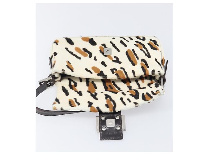 Borsa a tracolla FENDI Mamma Baguette in pelle Harako Beige Silver Auth 202898SAM Argento - vista 22