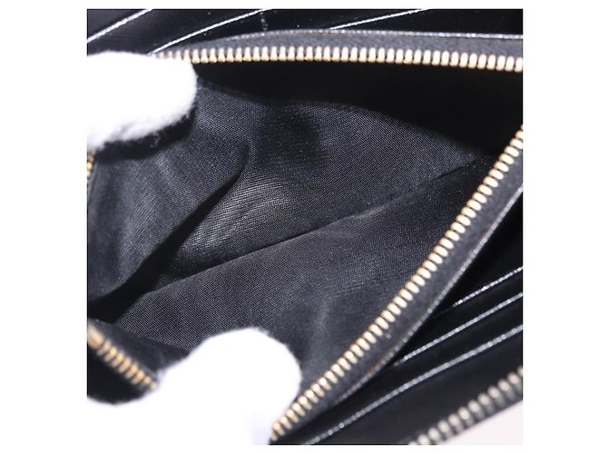 PRADA Lange Geldbörse Saffiano Black Gold Tone Auth 203079 Schwarz - Ansicht 11