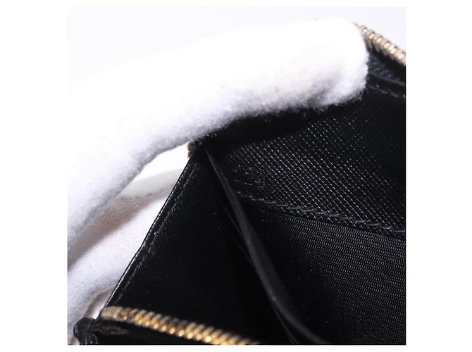 PRADA Lange Geldbörse Saffiano Black Gold Tone Auth 203079 Schwarz - Ansicht 12